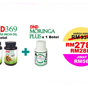 DND 369 E-Sacha Inchi Oil (2 Botol) + DND Moringa PLUS (1 Botol)